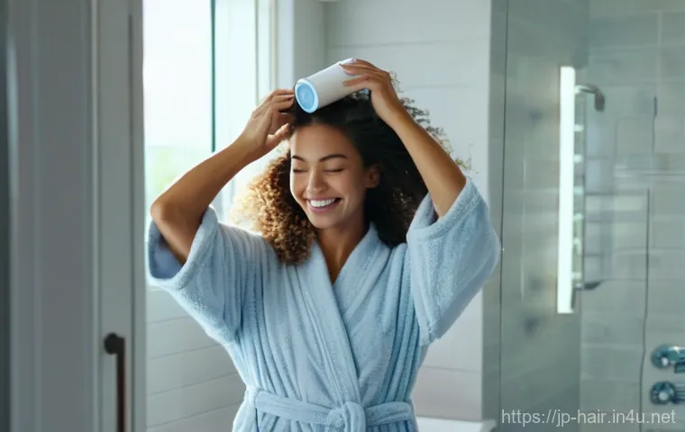 드라이 샴푸의 올바른 사용법 - A beautiful young woman in her late 20s, with a bright, confident, and slightly playful expression, ...