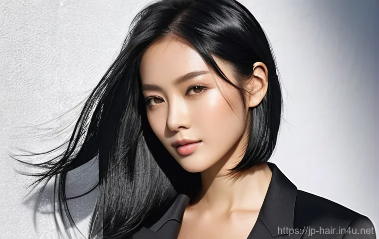 블랙헤어를 위한 스타일링 팁 - **Prompt 1: Effortless Black Hair with Layers and Soft Movement**
    A graceful young Japanese woma...
