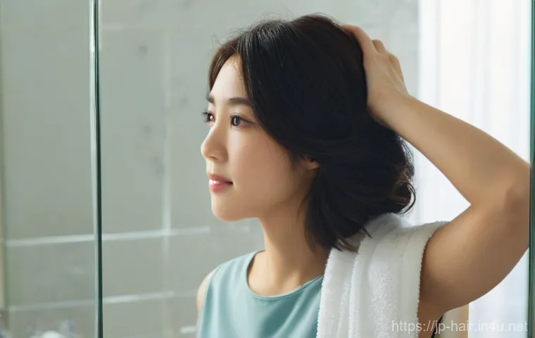 헤어 컬링 지속력 높은 제품 추천 - **Prompt for Pre-styling Hair Care:**
    "A candid, well-lit photograph of a young Japanese woman i...